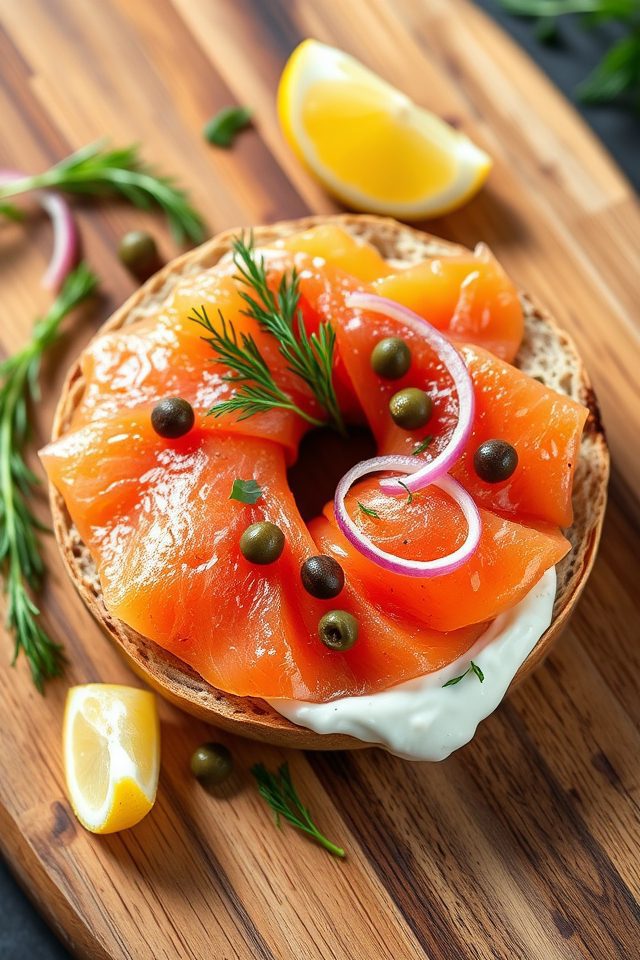 salmon bagel whole grain