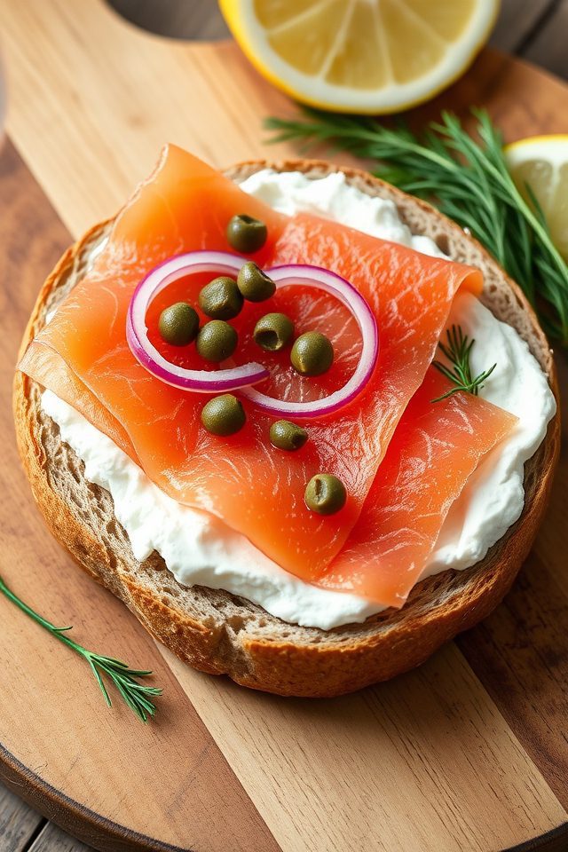 salmon bagel whole wheat