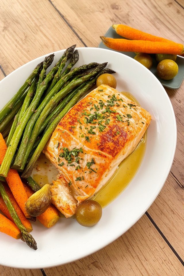 salmon baked with vegetables