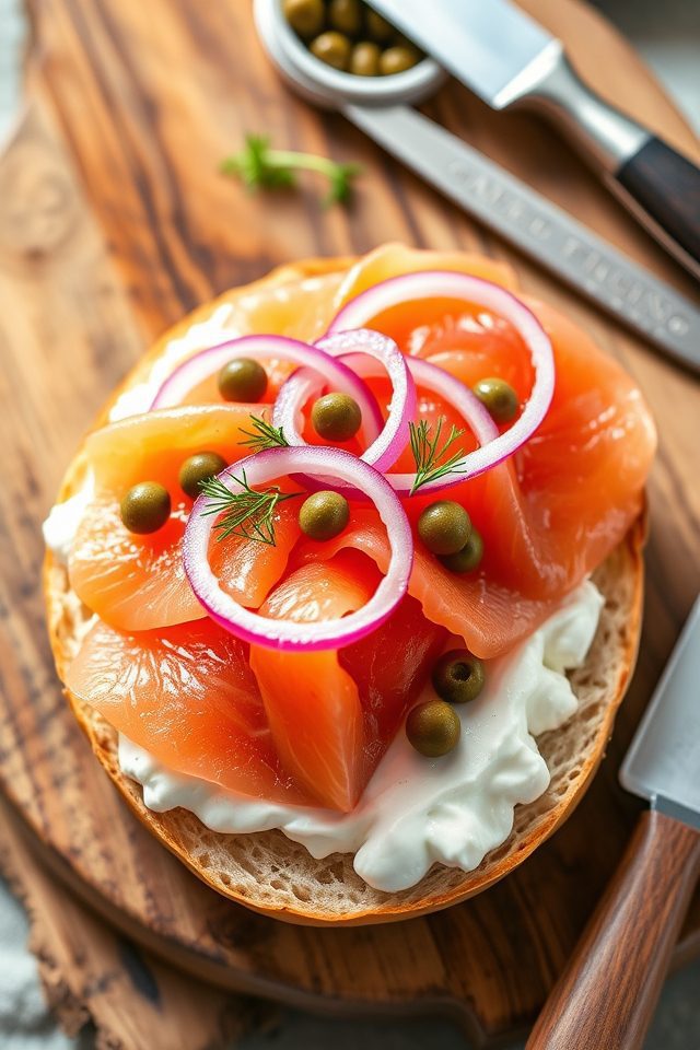 salmon cream cheese bagel