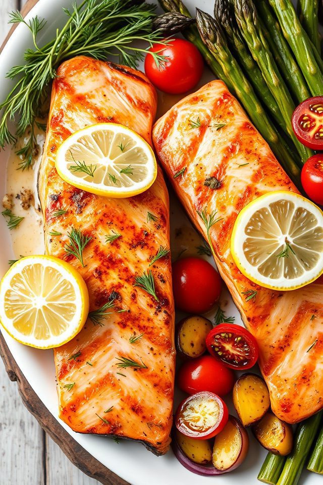 salmon grilled lemon herbs