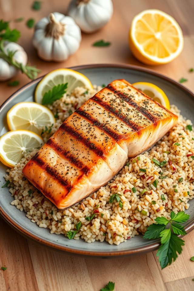 salmon quinoa lemon herb