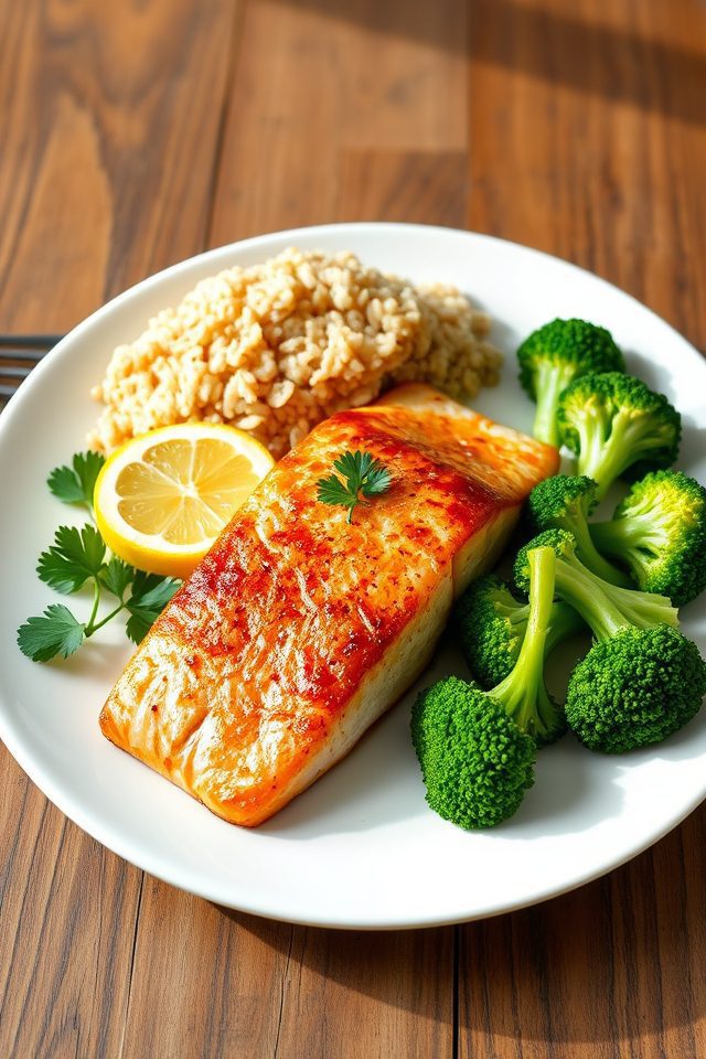 salmon rice broccoli meal
