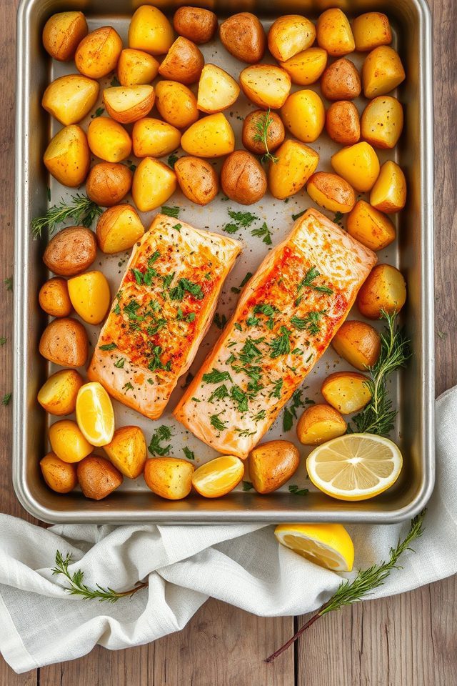 salmon roasted with potatoes