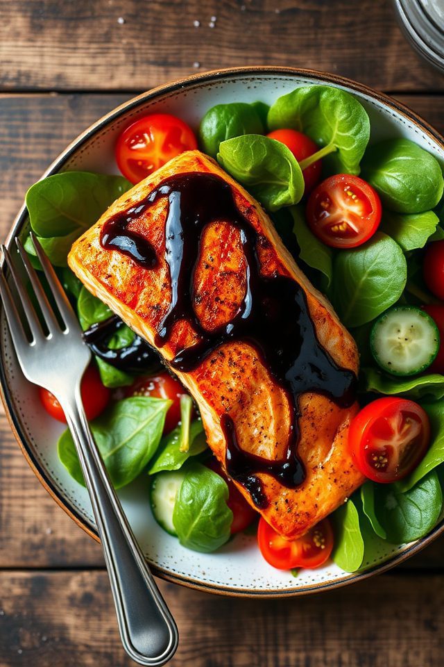 salmon spinach balsamic glaze