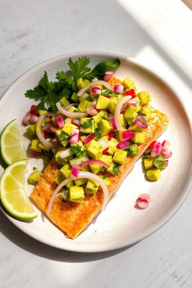 salmon with avocado salsa