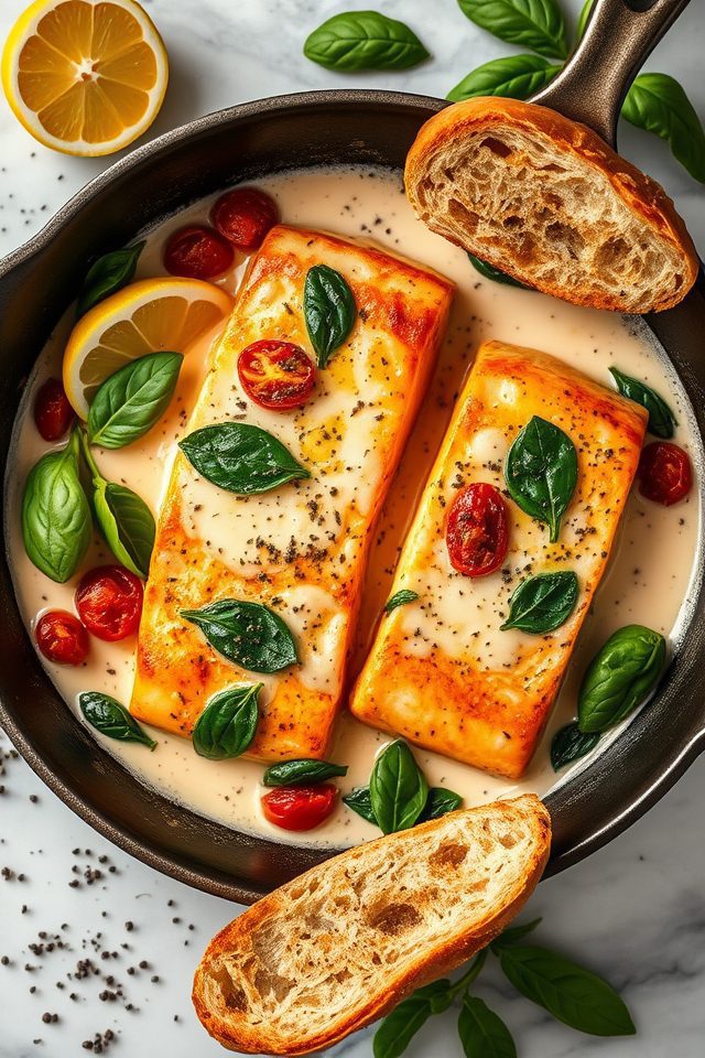 salmon with creamy sauce