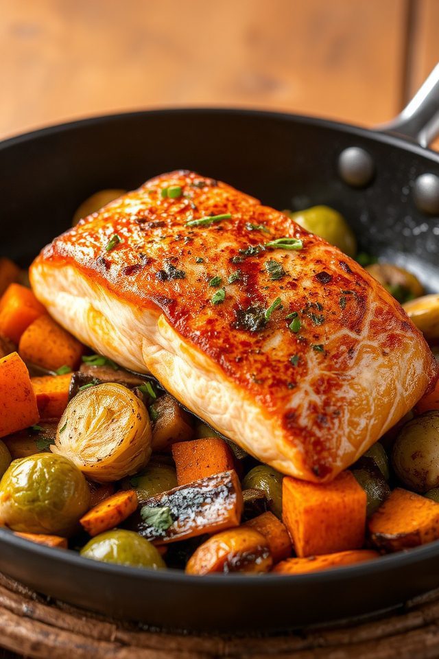 salmon with roasted vegetables