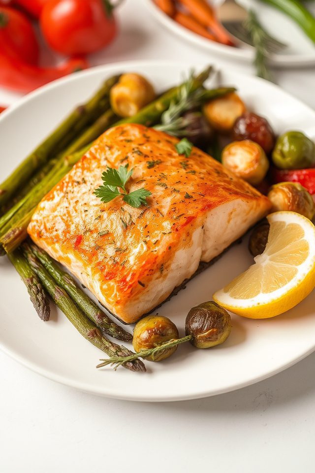 salmon with roasted vegetables
