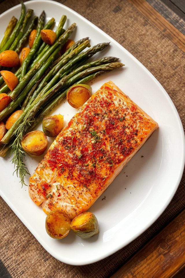 salmon with roasted vegetables
