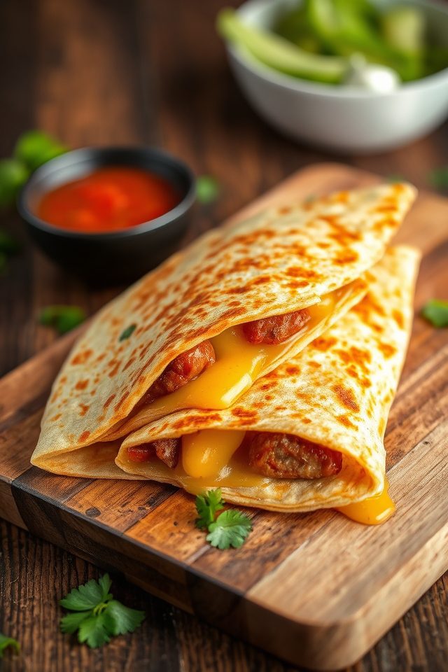 sausage and cheese quesadillas