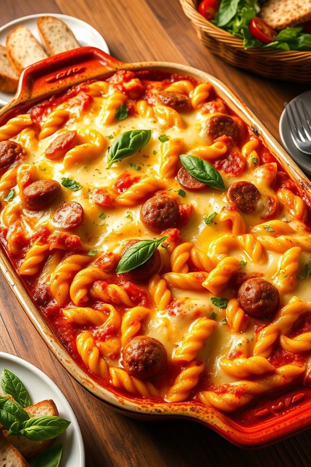 sausage cheesy pasta bake