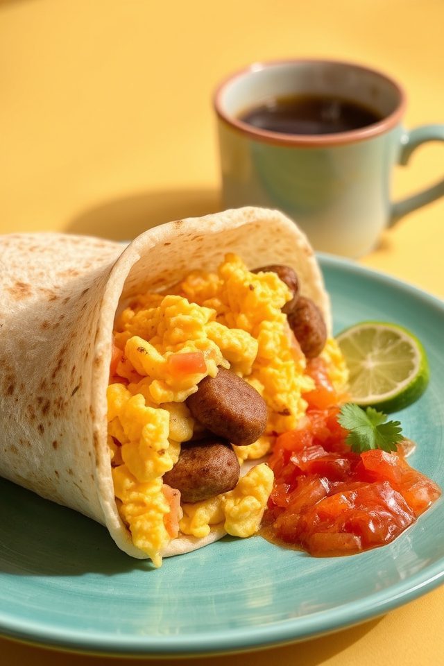 sausage filled breakfast tacos