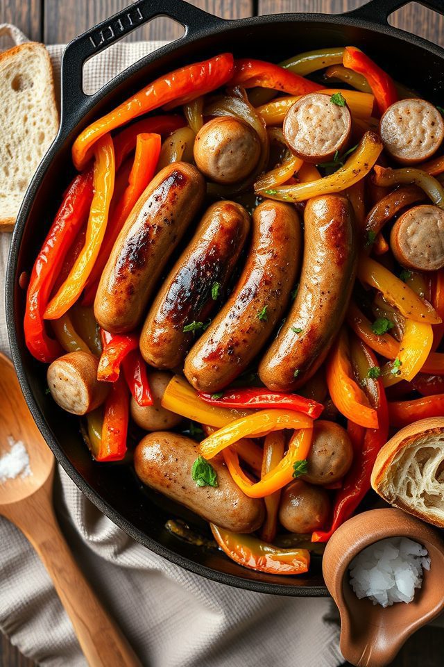 sausage peppers onions skillet