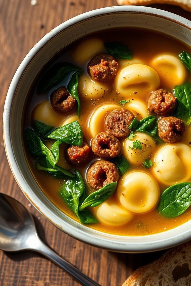 sausage spinach tortellini soup