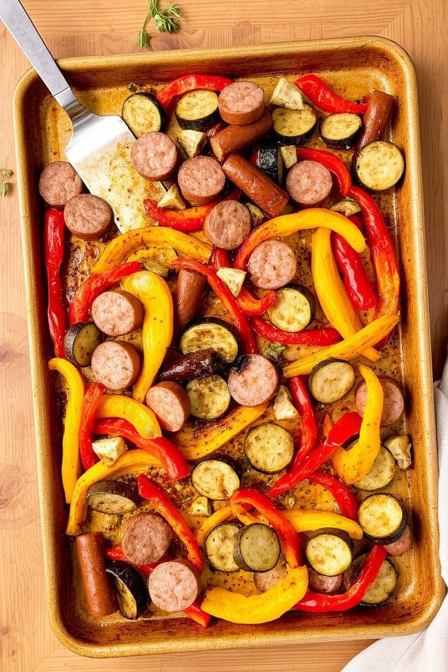 sausage veggies sheet pan