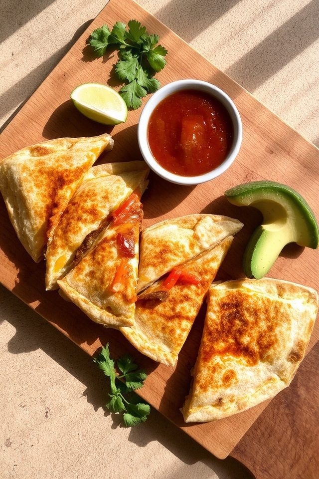 saut ed veggies cheesy quesadillas