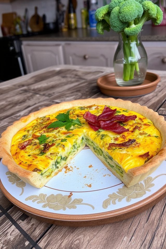 savory broccoli bacon quiche