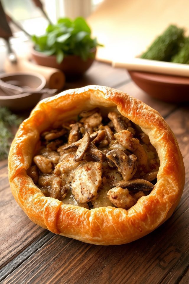 savory chicken puff pie