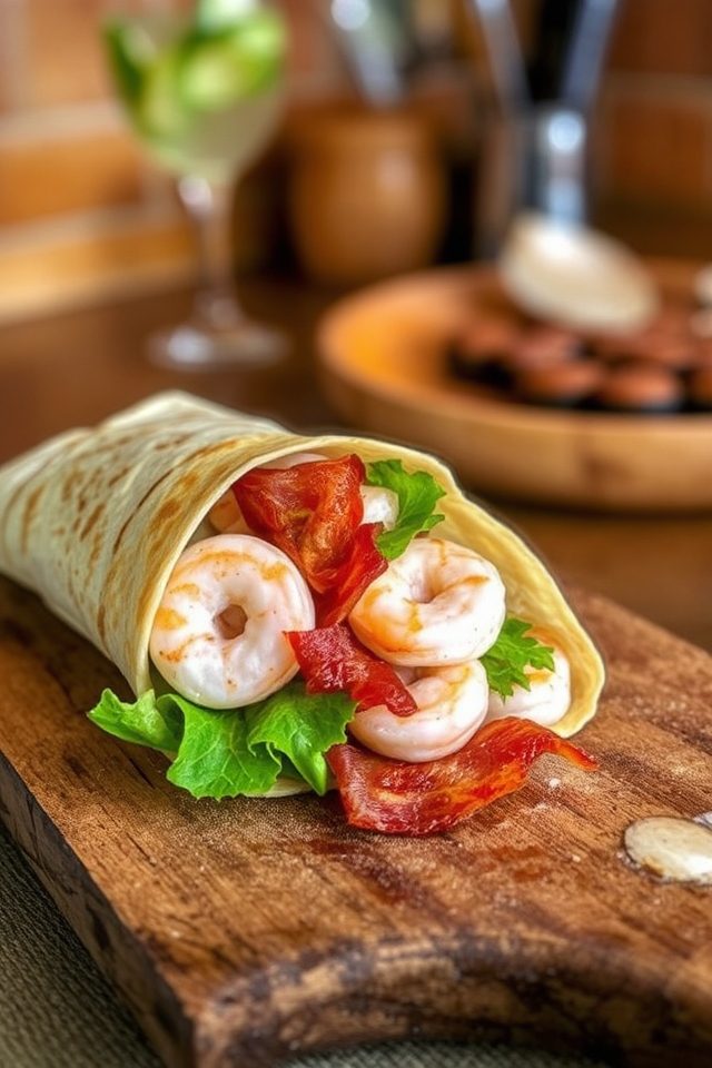 savory shrimp bacon wrap