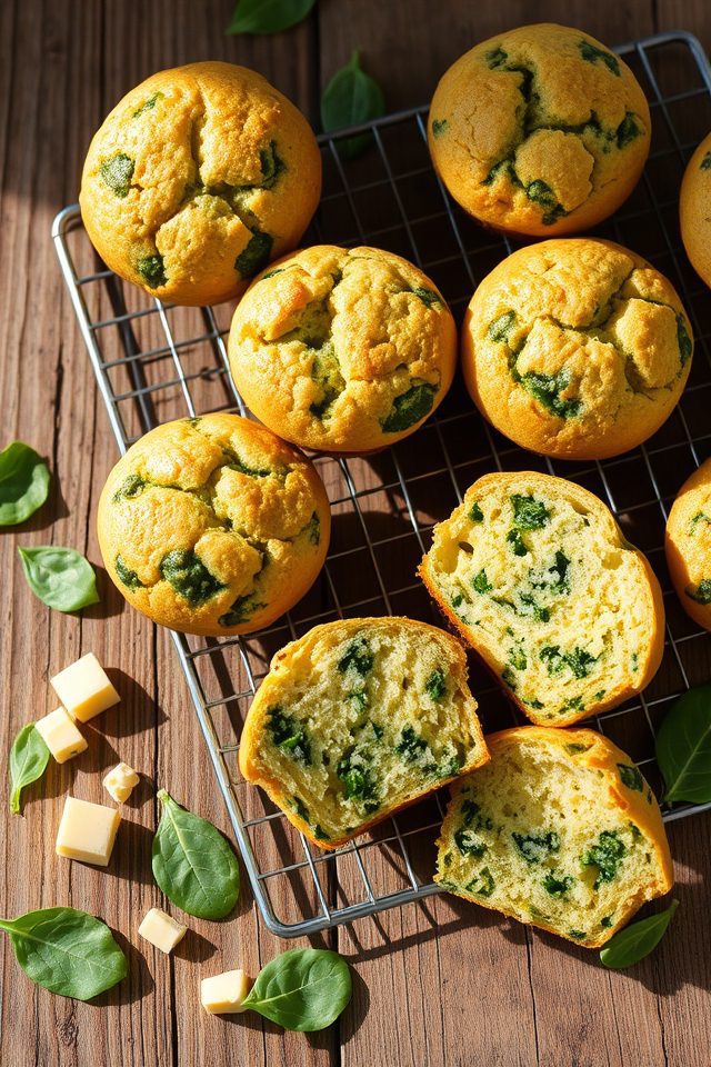savory spinach cheese muffins