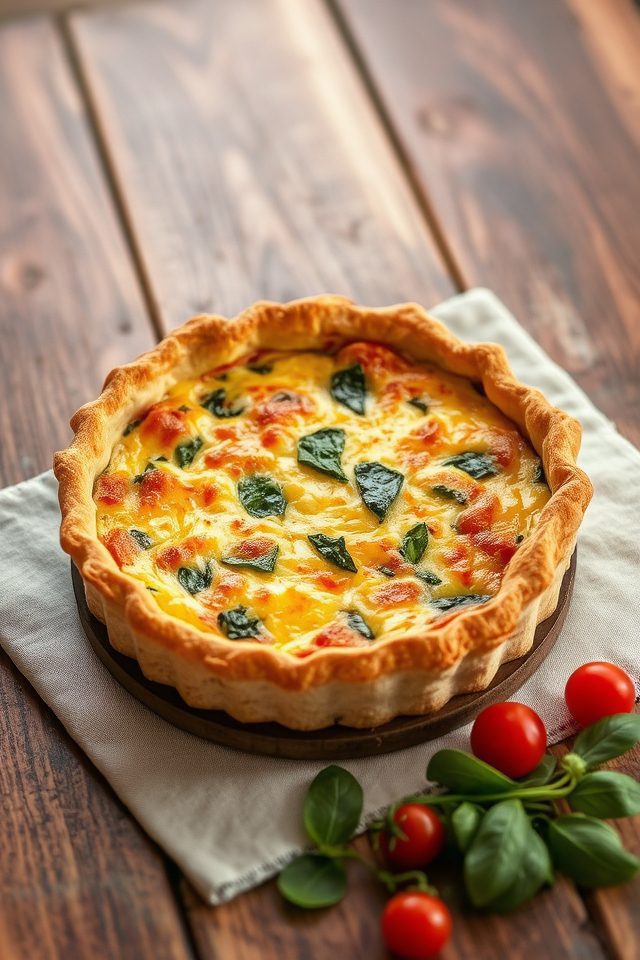 savory tomato spinach quiche