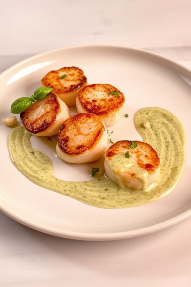 scallops with pesto sauce