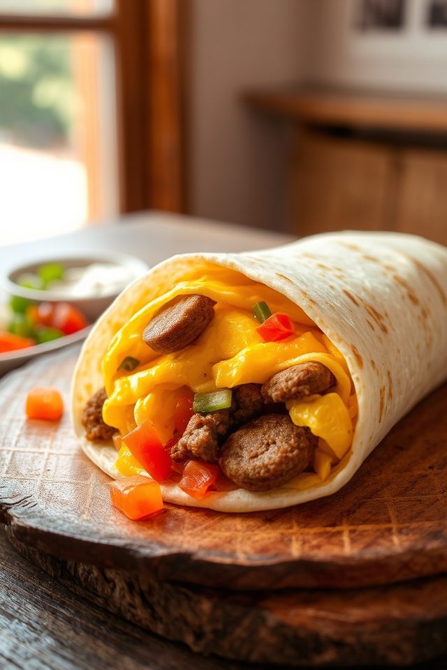 scrambled eggs breakfast burrito
