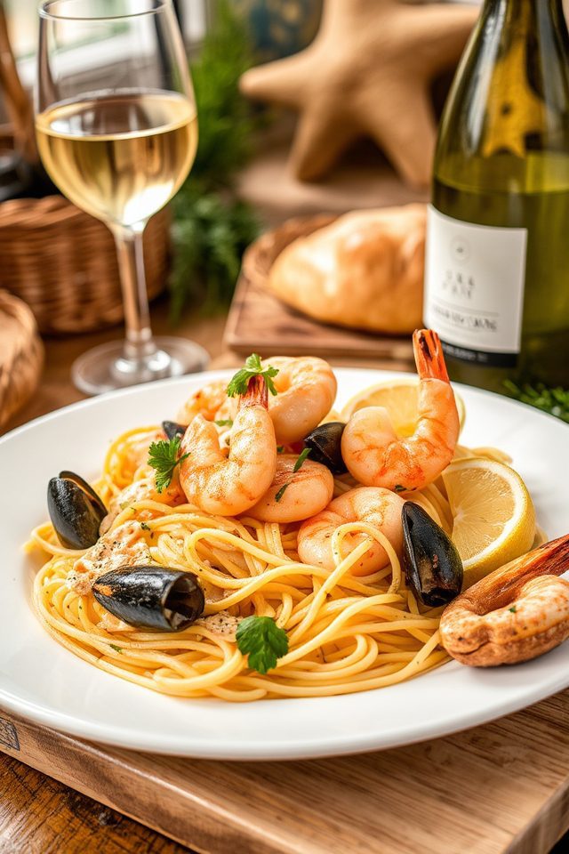 seafood in white sauce