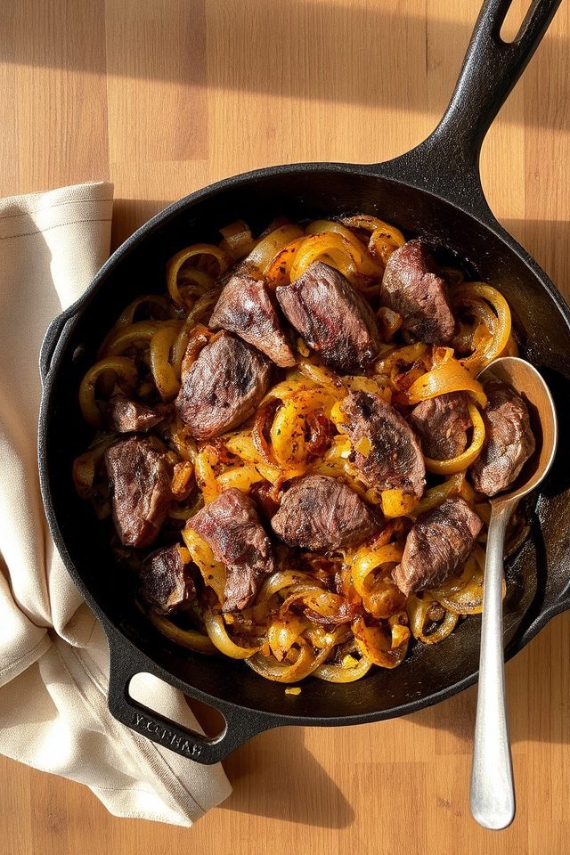 seared liver with onions