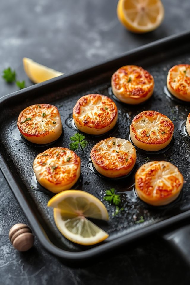 seared scallops golden crust