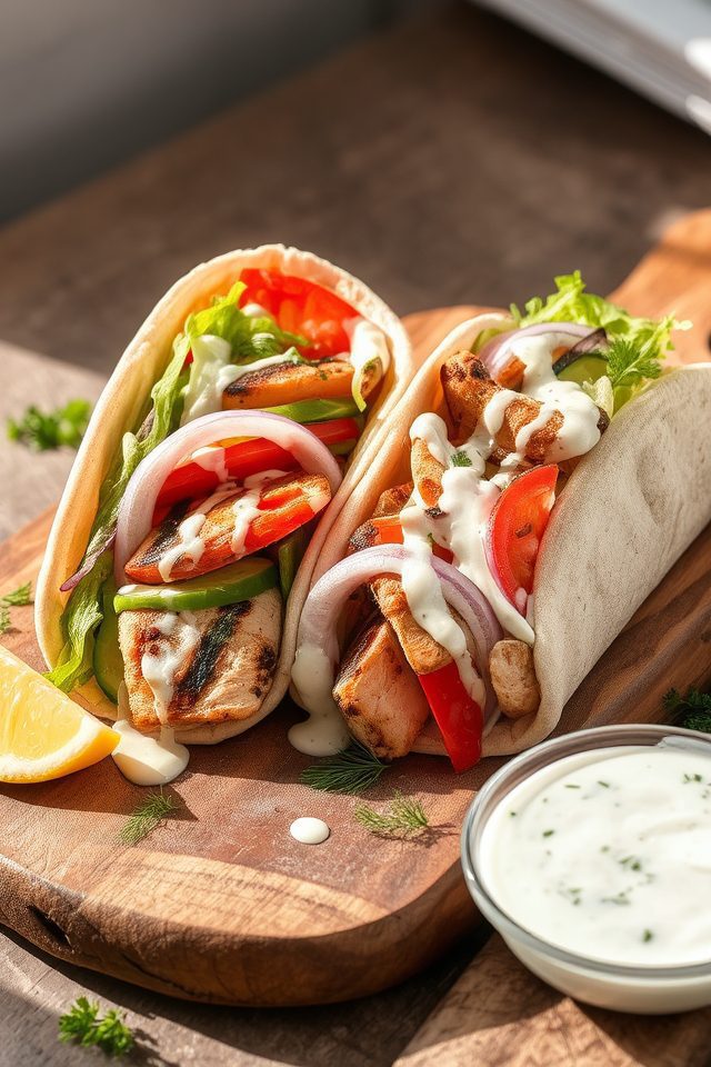 seasoned chicken pita wrap