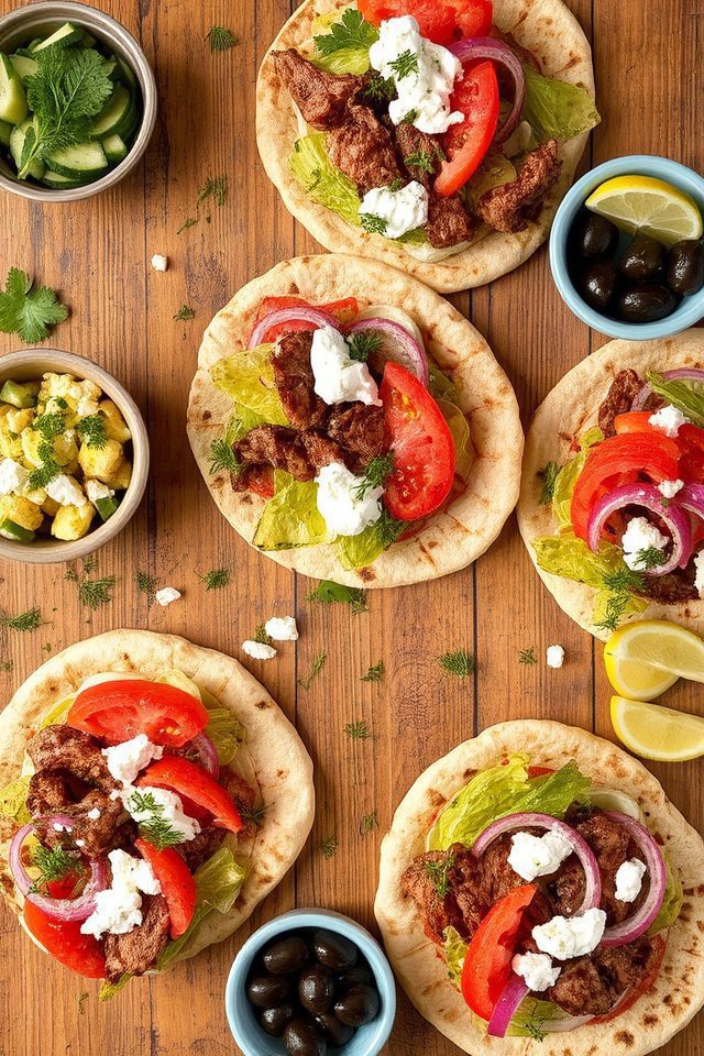 seasoned meat tzatziki pita