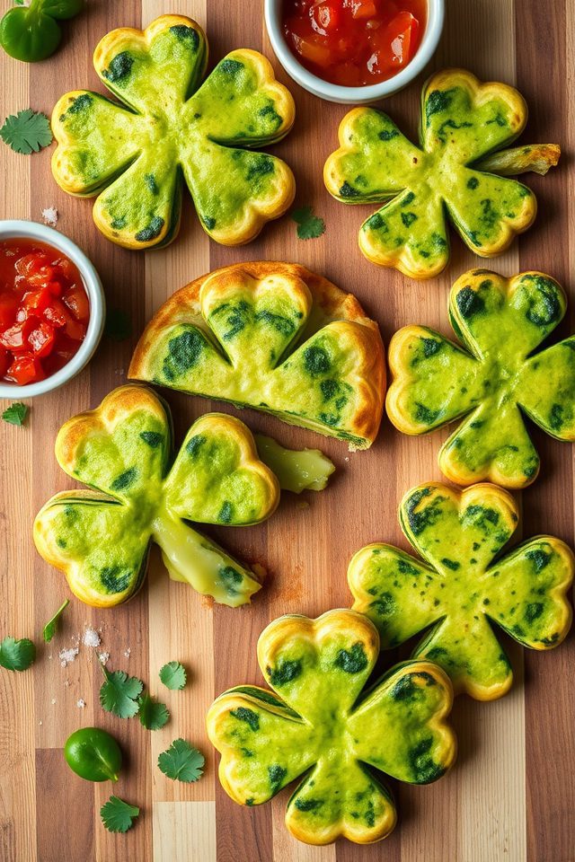 shamrock shaped cheesy quesadillas
