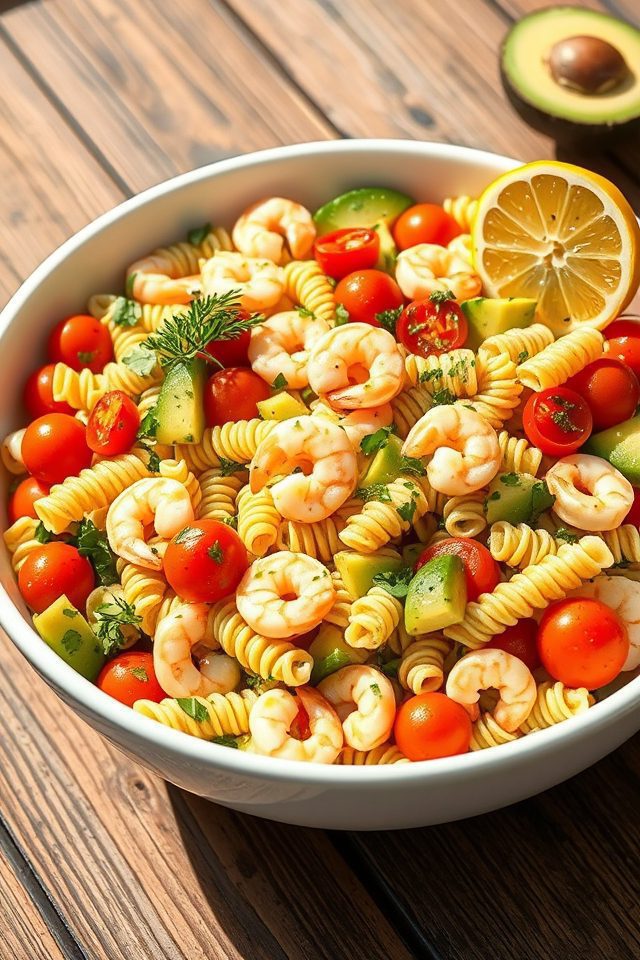 shrimp avocado pasta salad