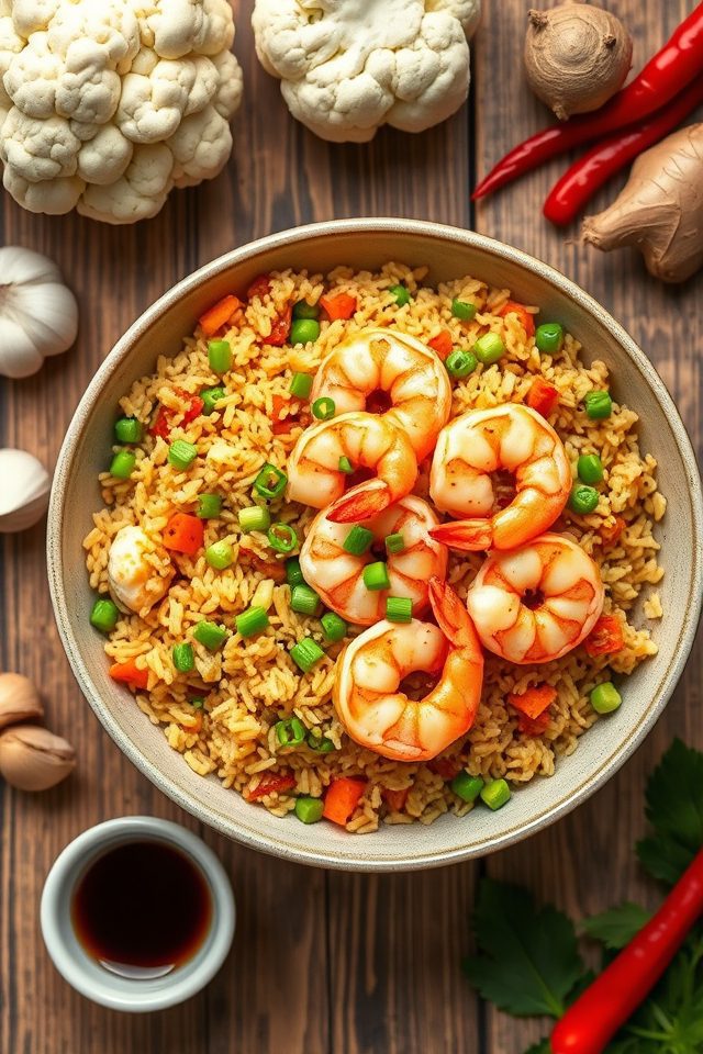 shrimp cauliflower low carb rice