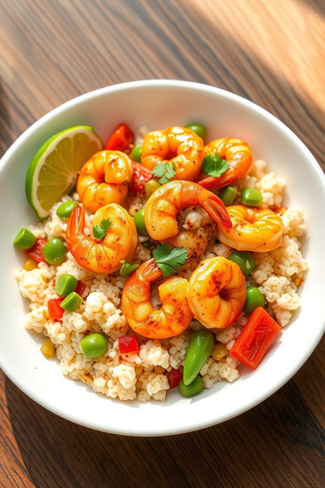 shrimp cauliflower spicy stir fry