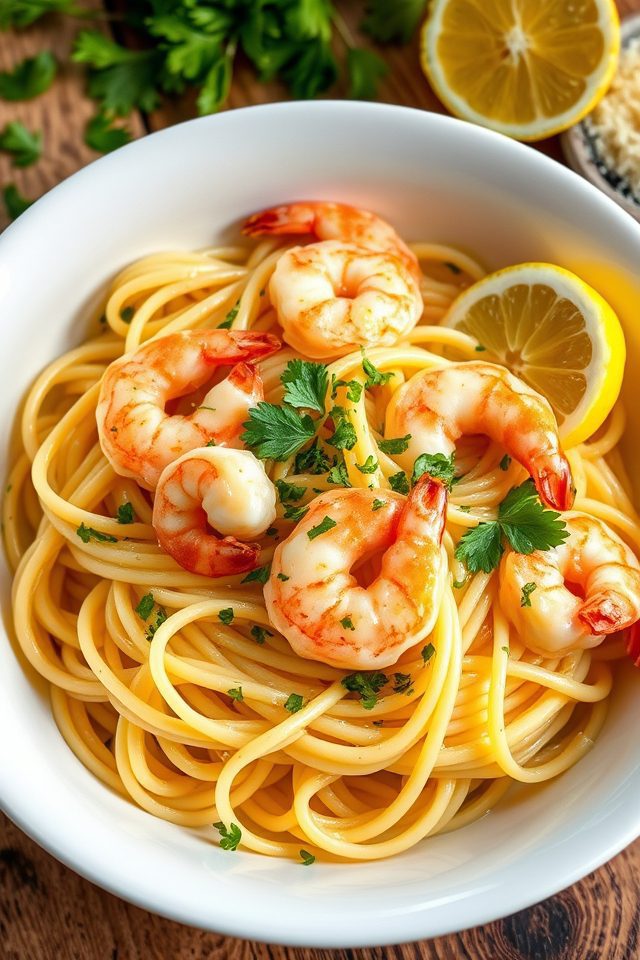 shrimp pasta with garlic