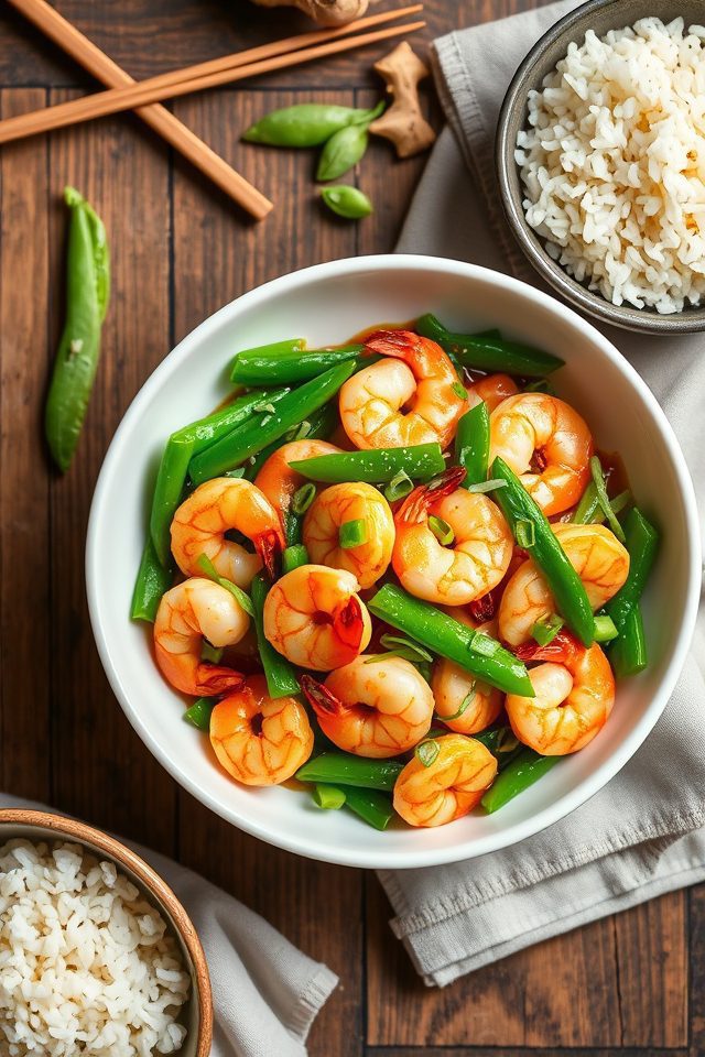 shrimp peas quick stir fry