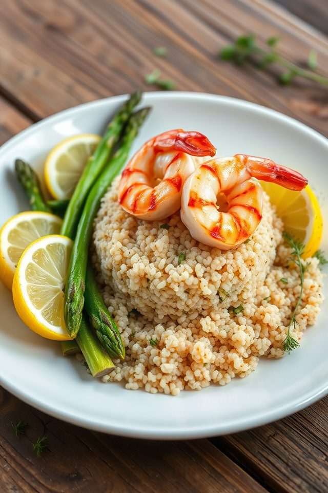 shrimp quinoa asparagus grill