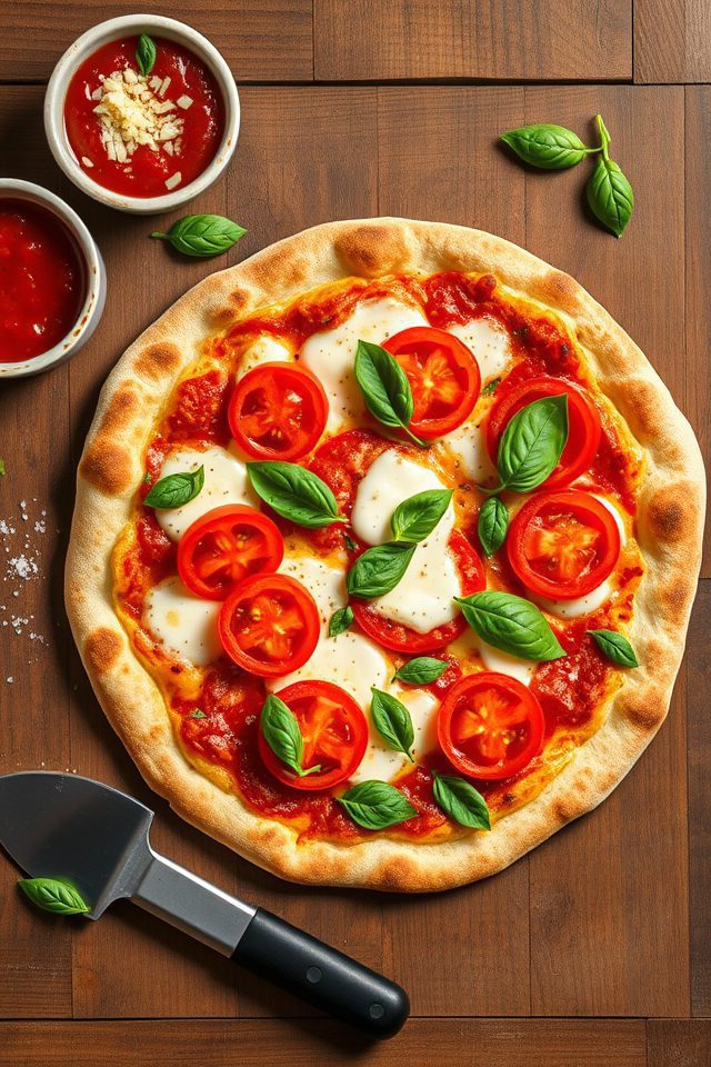 simple margherita flatbread pizza