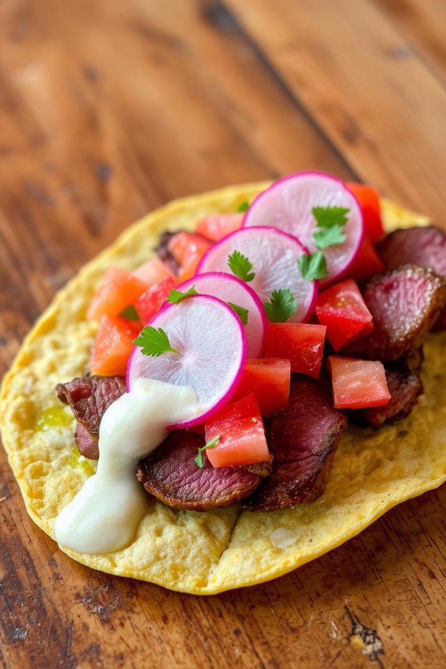 sirloin steak tostada dish