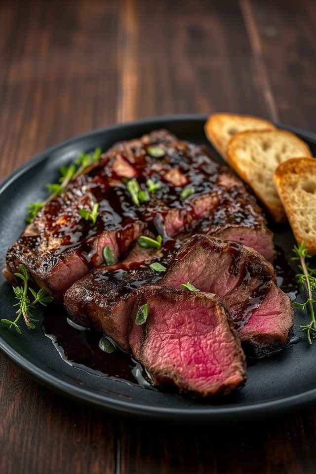 sirloin steak with glaze