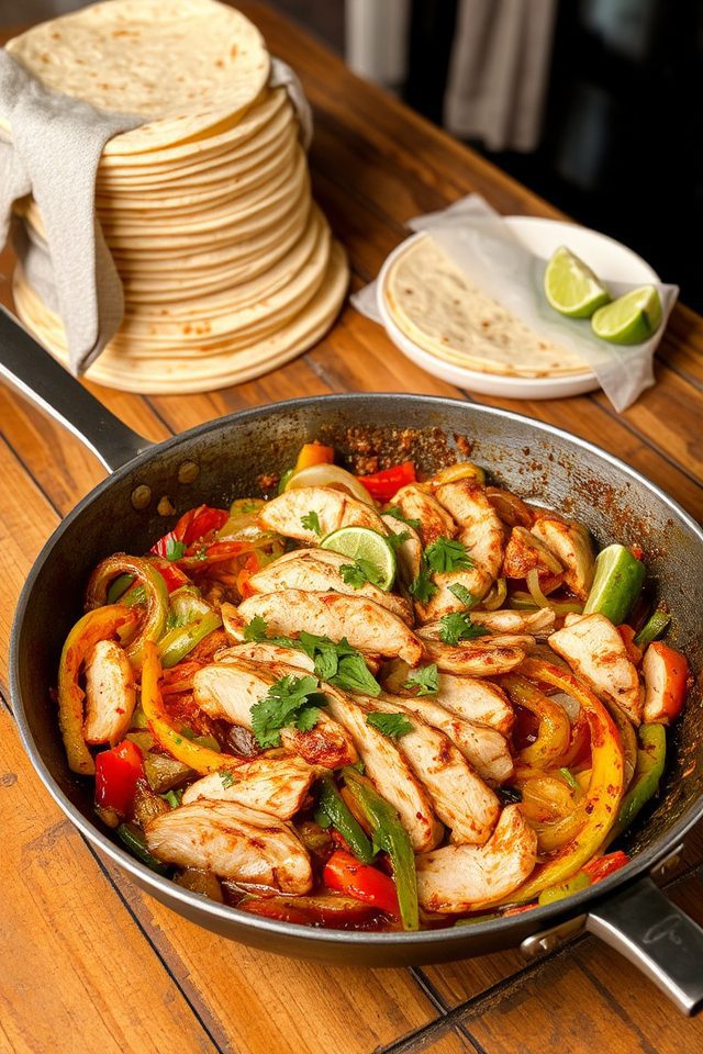 sizzling chicken fajita dish