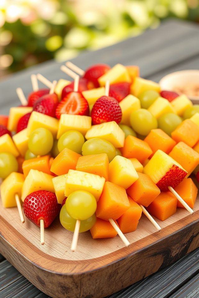 skewered assorted fresh fruits