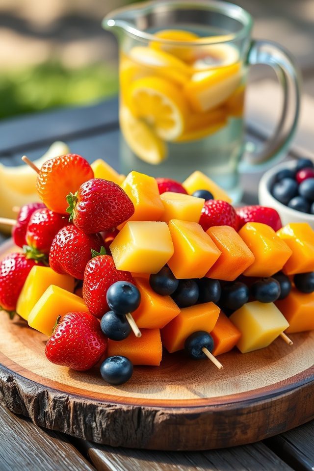 skewered assorted fresh fruits