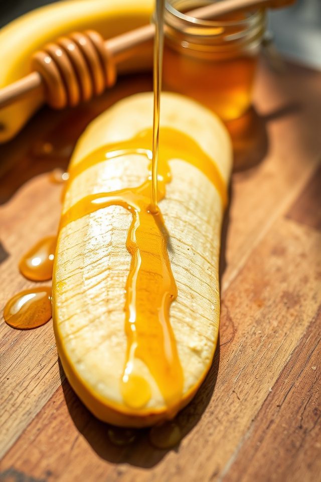 sliced banana honey drizzle