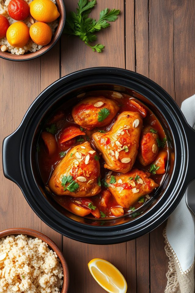 slow cooked apricot moroccan chicken