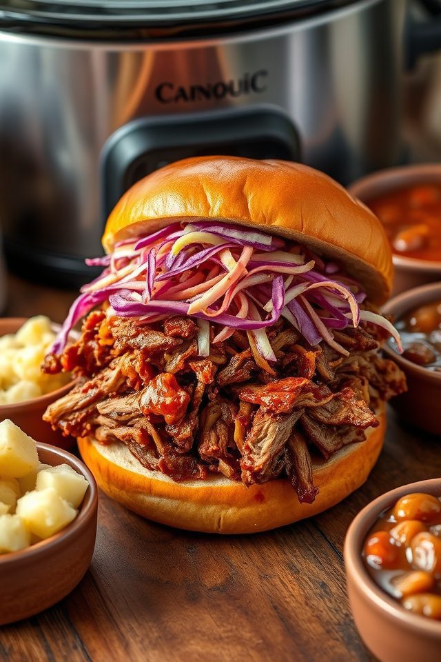 slow cooked pork sandwiches