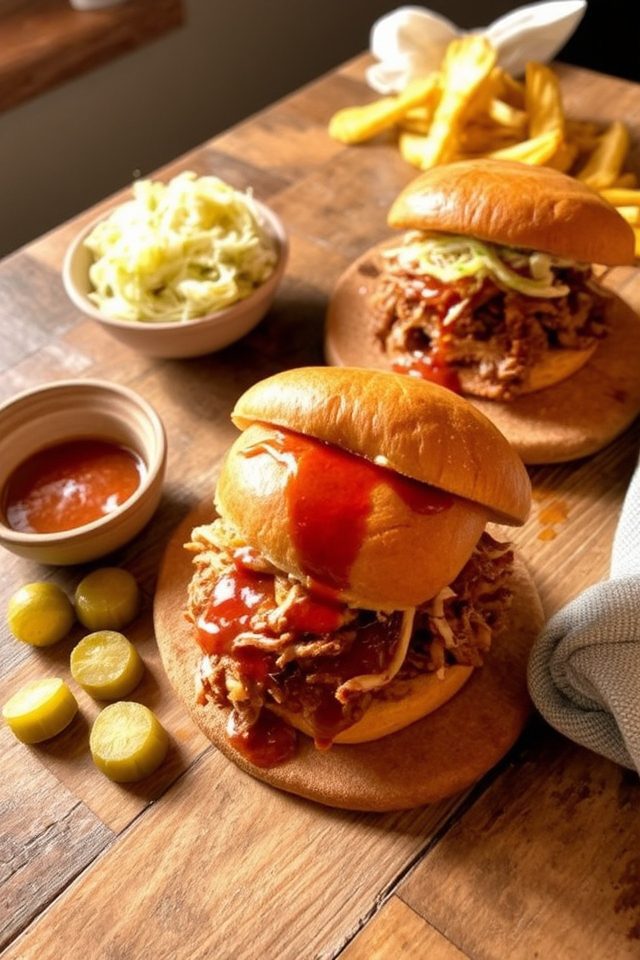 slow cooked pulled pork sandwiches
